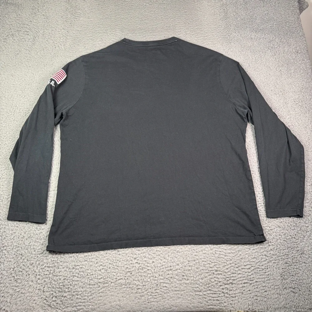 Polo Ralph Lauren T-Shirt Mens 2XL Black Long Sleeve USA Flag Patch Logo